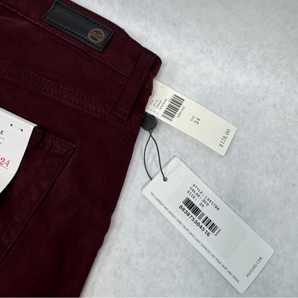 AG JEANS The Abbey Sateen Mid-Rise Skinny Ankle Jeans - Wine - LSS1788 - Sz 24 - Picture 12 of 13